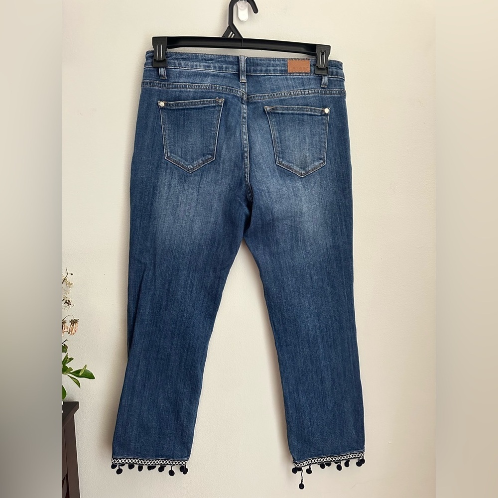 Judy Blu Straight Fit Cropped Jeans Pum Pum Trim Size 7/28 - Picture 2 of 11